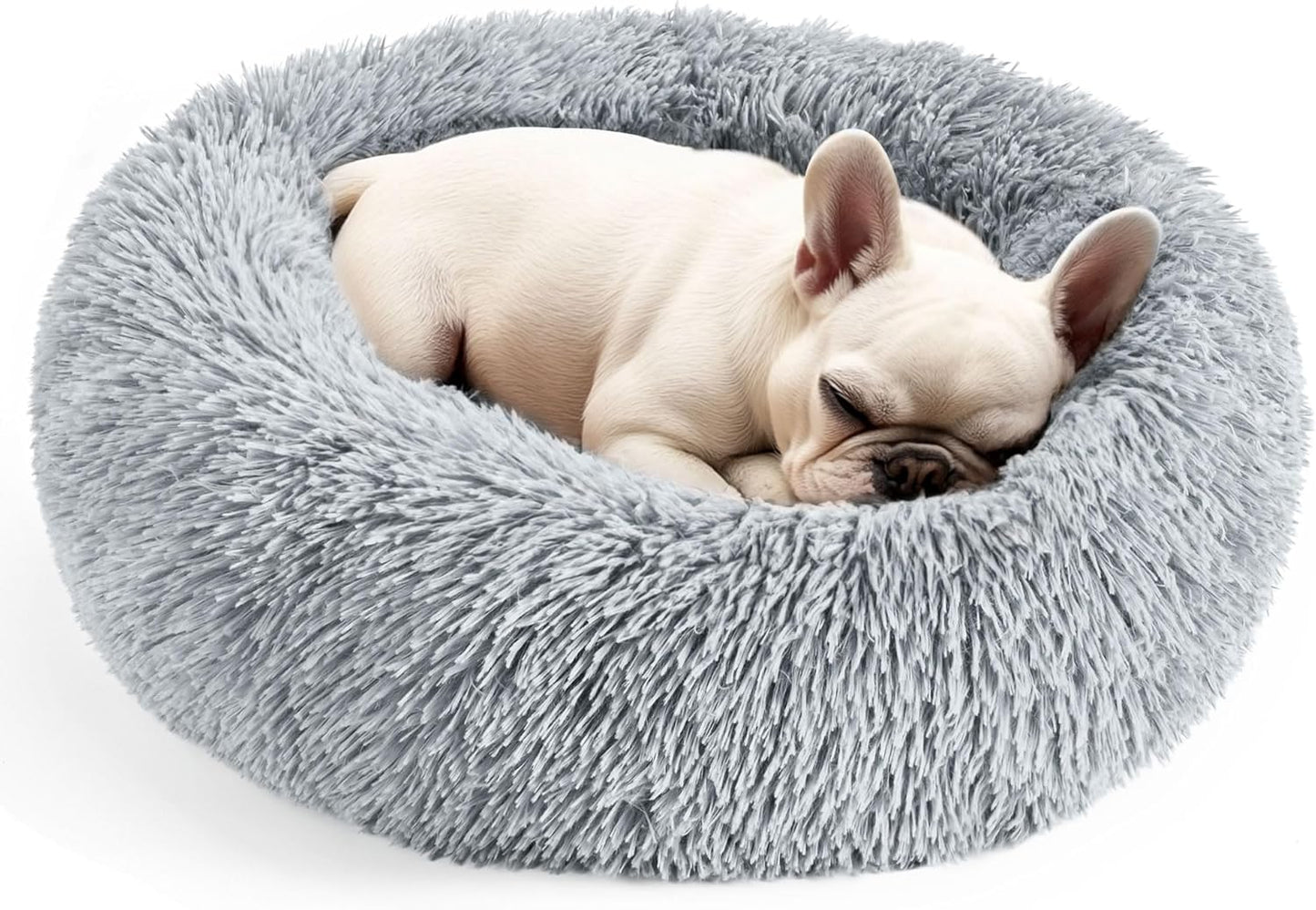Petvani CozyCloud Donut Pet Bed, Soft Plush Calming Bed for Small Dogs, Puppies, Cats and Kittens, Washable Round Pet Bed